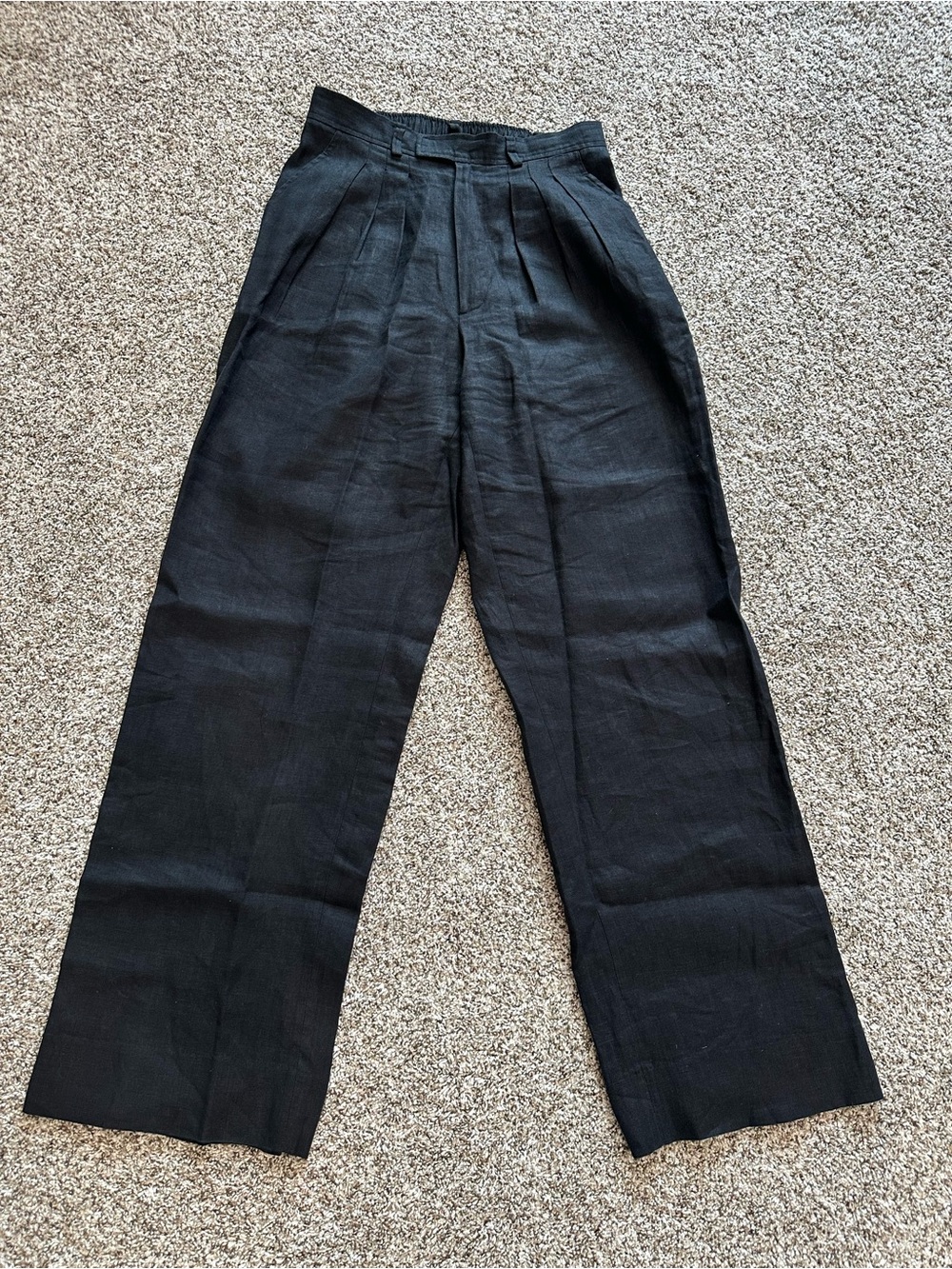 POSSE Black Linen Wide Leg Trousers Size S